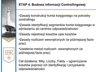 <ul><li>ETAP 4. Budowa informacji Controllingowej </li></ul><ul><li>Zasady konstrukcji konta księgowego na potrzeby contro...
