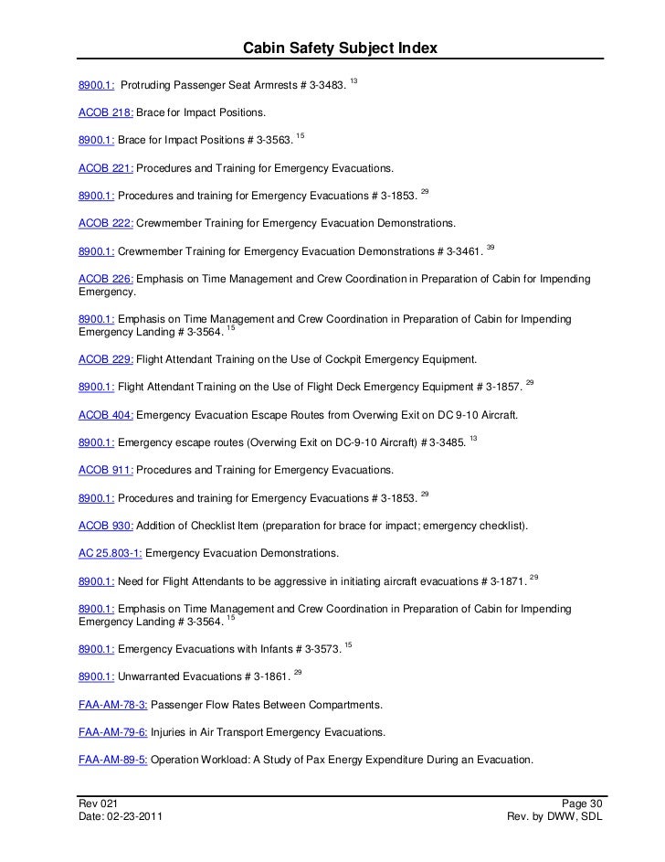 2011 r 021 cabin safety subject index for operators cover letter for stay at home dad returning to work