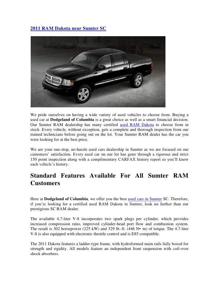 Car Dealerships In Sumter Sc >> 2011 Ram Dakota Near Sumter Sc Car Dealerships In Sumter Sc >> 2011 Ram Dakota Near Sumter Sc