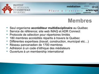 Offrir des opportunités de mandats à ses membres Capsule historique1977200120022008200920102011