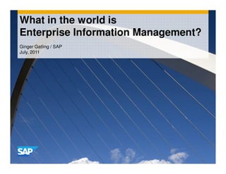 What in the world is
Enterprise Information Management?
Ginger Gatling / SAP
July, 2011
 