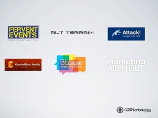 GuerrillaMar
        ive
                                          Creative




        t




                            ke
www.Crea
                                         GuerrillaMarketing


                              ting
                                g*.com
 *#
                                                      dot com




                             tin
   1S
      ite
            Fo              rke
              r Gue rilla Ma
                   r
 