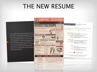 THE NEW RESUME



                                            individual
     I am an experienced, career-minded
                                           ent position
     that seeks a web design/developm
                                               ironment.
     for a serious company with a fun env
                                             lls while
      I want to challenge and grow my ski
                                           applications
      building beautiful, intuitive online
                                              ernet’s
      that will provide solutions to the Int
01
                                          . I am looking
       most common usability problems
                                           fessionals
       to be a part of a close team of pro
                                              ir expertise
       that share my same passion for the
       and love what they do.
 