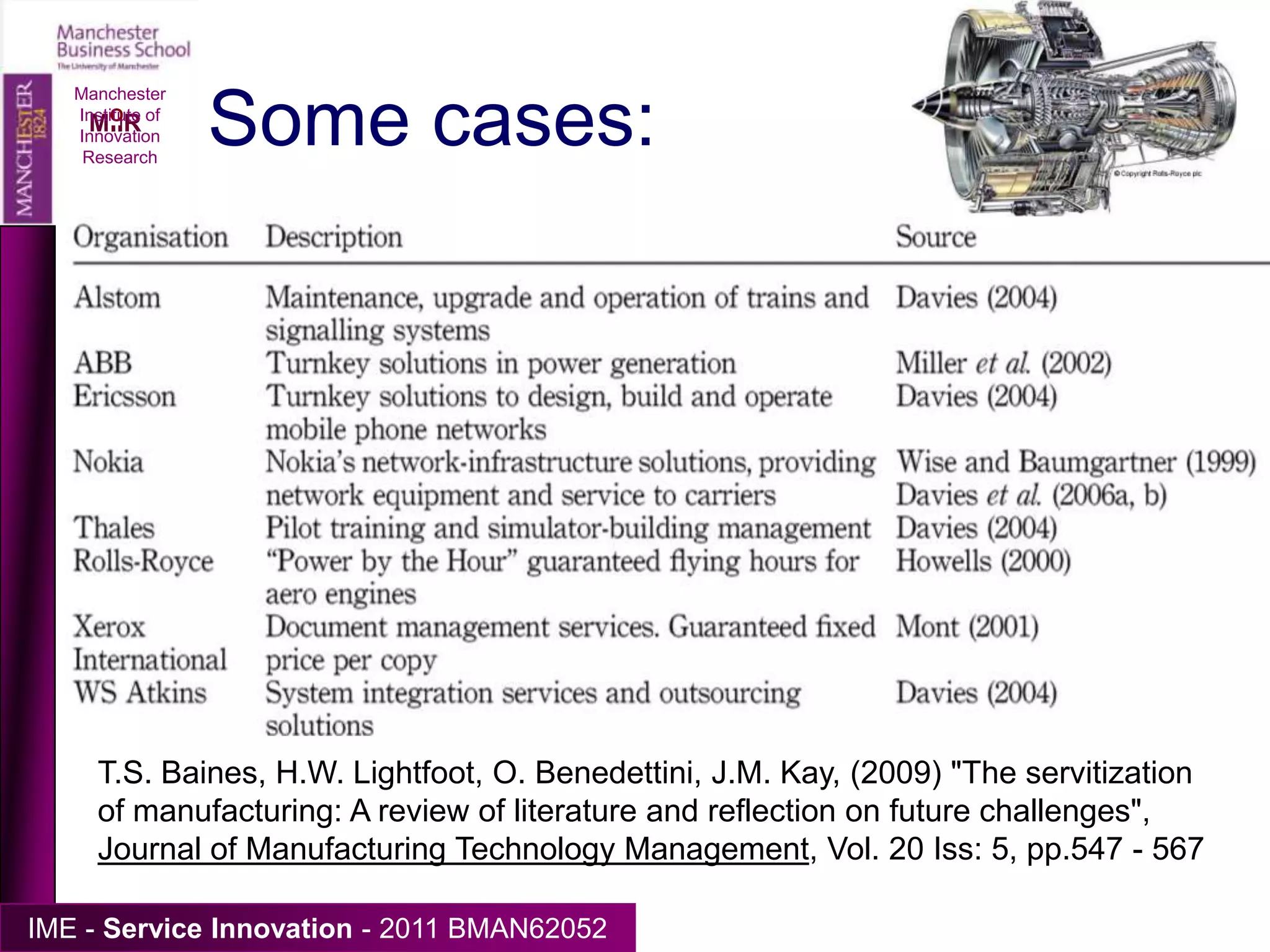 Services become “productised”, other sectors “servicised”.Manchester Institute of Innovation Research