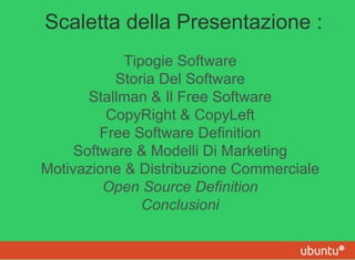 Scaletta della Presentazione : <ul><li>Tipogie Software 
