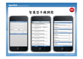 智慧型手機調閱




42             copyright © Openfind
 