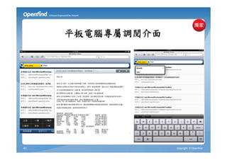 平板電腦專屬調閱介面




43                copyright © Openfind
 