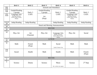 2011 student schedule