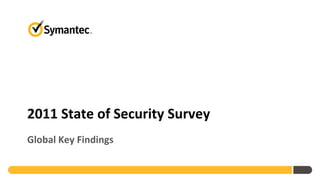 2011 State of Security Survey
Global Key Findings
 
