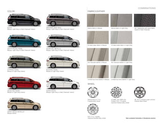 COmBInATIOnS
COLOR                                                                                           FABRIC/LEATHER




BLACK                                           PREDAWN GRAY MICA                               Sienna fabric in Bisque              Sienna fabric in Light Gray          SE10 leatherette with sport fabric
Bisque, Light Gray or Dark Charcoal5 interior   Bisque, Light Gray or Dark Charcoal5 interior                                                                             inserts in Dark Charcoal




                                                                                                LE easy-clean fabric in Bisque       LE easy-clean fabric in Light Gray

SOUTH PACIFIC PEARL                             SILVER SKY METALLIC
Bisque, Light Gray or Dark Charcoal5 interior   Bisque, Light Gray or Dark Charcoal5 interior




                                                                                                XLE textured leather in Bisque       XLE textured leather in Light Gray




CYPRESS PEARL6                                  BLIzzARD PEARL7, 8
Bisque or Light Gray interior                   Bisque or Light Gray interior




                                                                                                Limited two-tone leather in Bisque   Limited two-tone leather in Light Gray


                                                                                                WHEEL


SALSA RED PEARL6                                SUPER WHITE9
Bisque or Light Gray interior                   Bisque, Light Gray or Dark Charcoal5 interior




                                                                                                Sienna and LE 17-in.                 LE AWD, XLE AWD and                  SE 19-in. 6-spoke super chrome-
                                                                                                5-spoke alloy wheel                  Limited 18-in. 10-spoke              finished alloy wheel
                                                                                                                                     machine-finished alloy wheel




SANDY BEACH METALLIC6
Bisque interior

                                                                                                XLE 17-in. 7-spoke
                                                                                                machine-finished alloy wheel                                 See numbered footnotes in Disclaimers section.
 