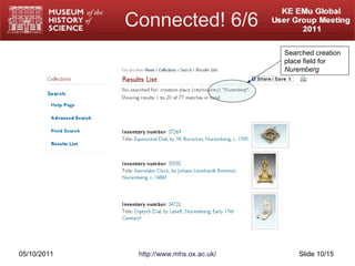 Connected! 6/6 05/10/2011 http://www.mhs.ox.ac.uk/ Slide  /15 Searched creation place field for  Nuremberg 