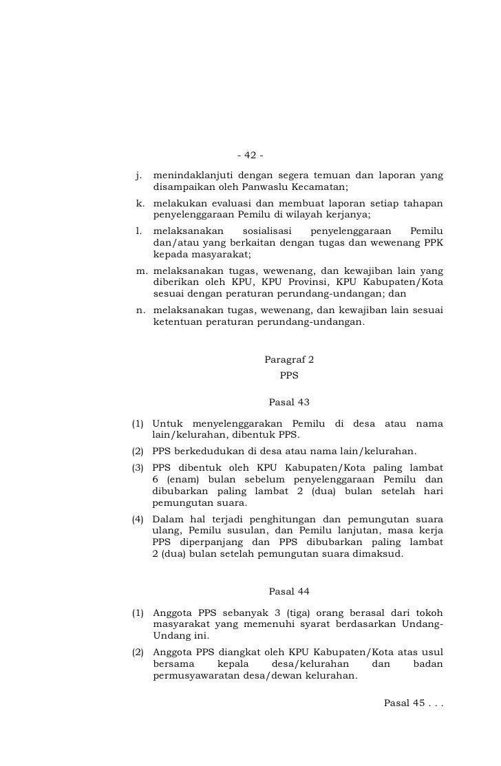 Undang Undang Nomor 15 tahun 2011 tentang Penyelenggara Pemilu
