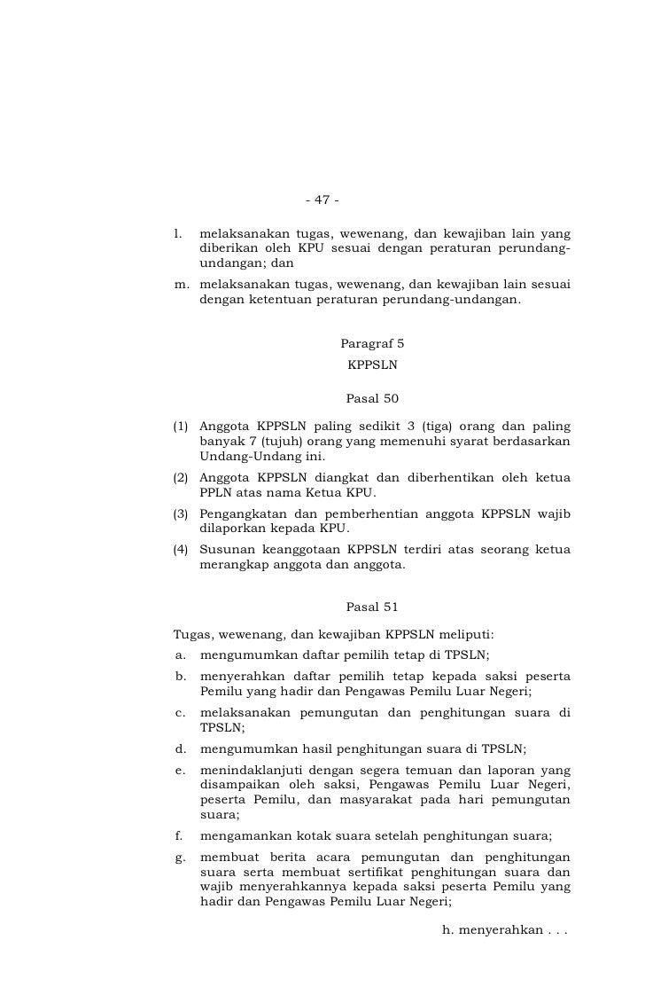 Undang Undang Nomor 15 tahun 2011 tentang Penyelenggara Pemilu