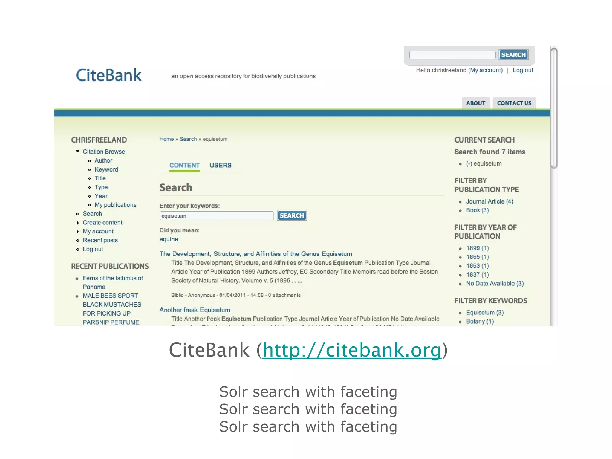 CiteBank ( http://citebank.org ) Solr search with faceting Solr search with faceting Solr search with faceting 