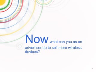 Google Confidential and Proprietary 31
Nowwhat can you as an
advertiser do to sell more wireless
devices?
 