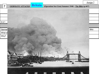 Assign 7
   7                                Britain
         GERMANY ATTACKS _____________ (Operation Sea Lion) Summer 19...