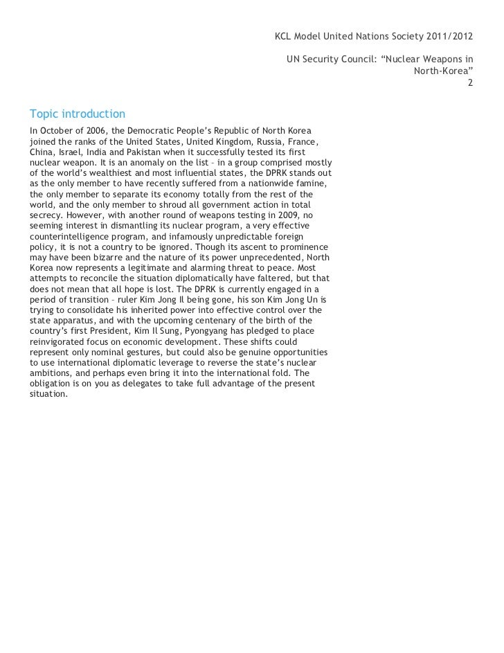 KCL MUN Study Guide Nuclear Weapons in North Korea (07/02/2012)