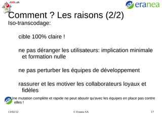 Quoi ?  Point de départ Une grande application critique au métier du client 