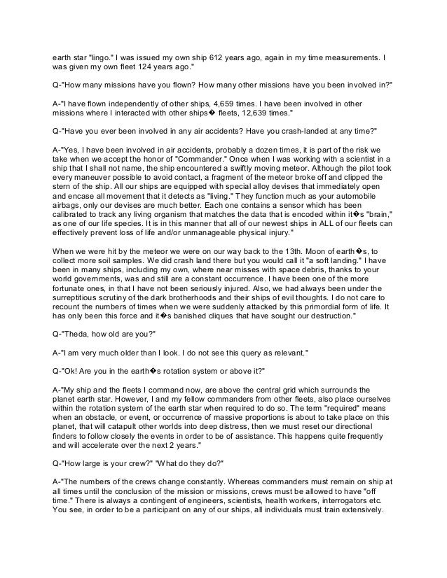 2012 02 13 interview with commander theda parts 1 5 of the arcturia star system interview