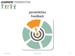 LEARNERS` PERSPECTIVE


                   persönliches
                    Feedback




  14.02.2012            Marcel Gebbe   15
 