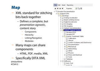 Map
~ XML standard for stitching
  bits back together
     – Defines a complete, but
       presentation-agnostic,
       ...