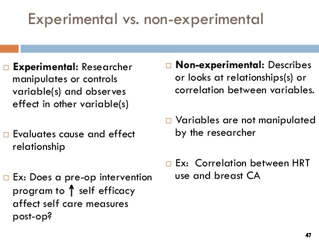 experimental vs non experimental research study