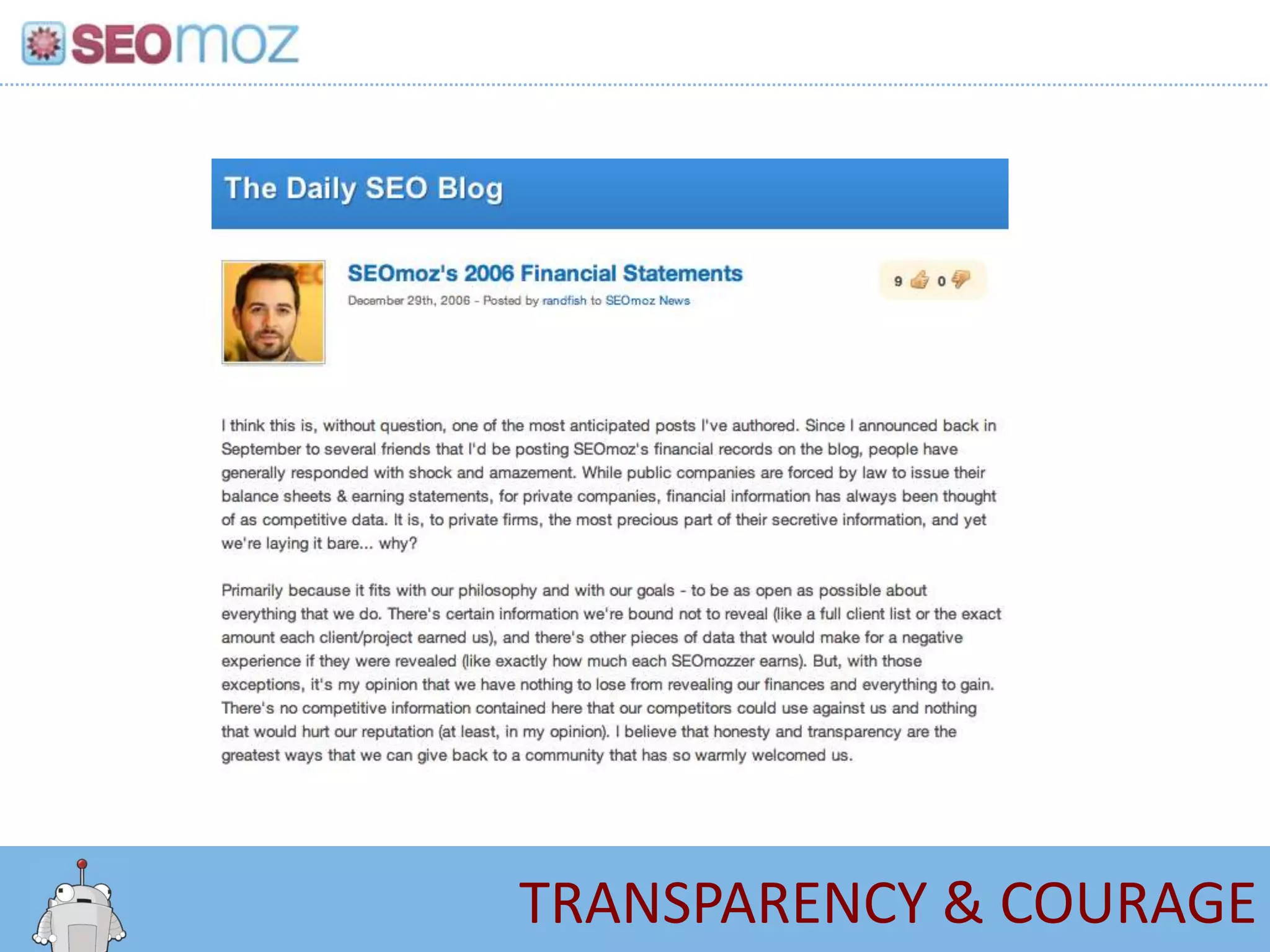 TRANSPARENCY & COURAGE
 