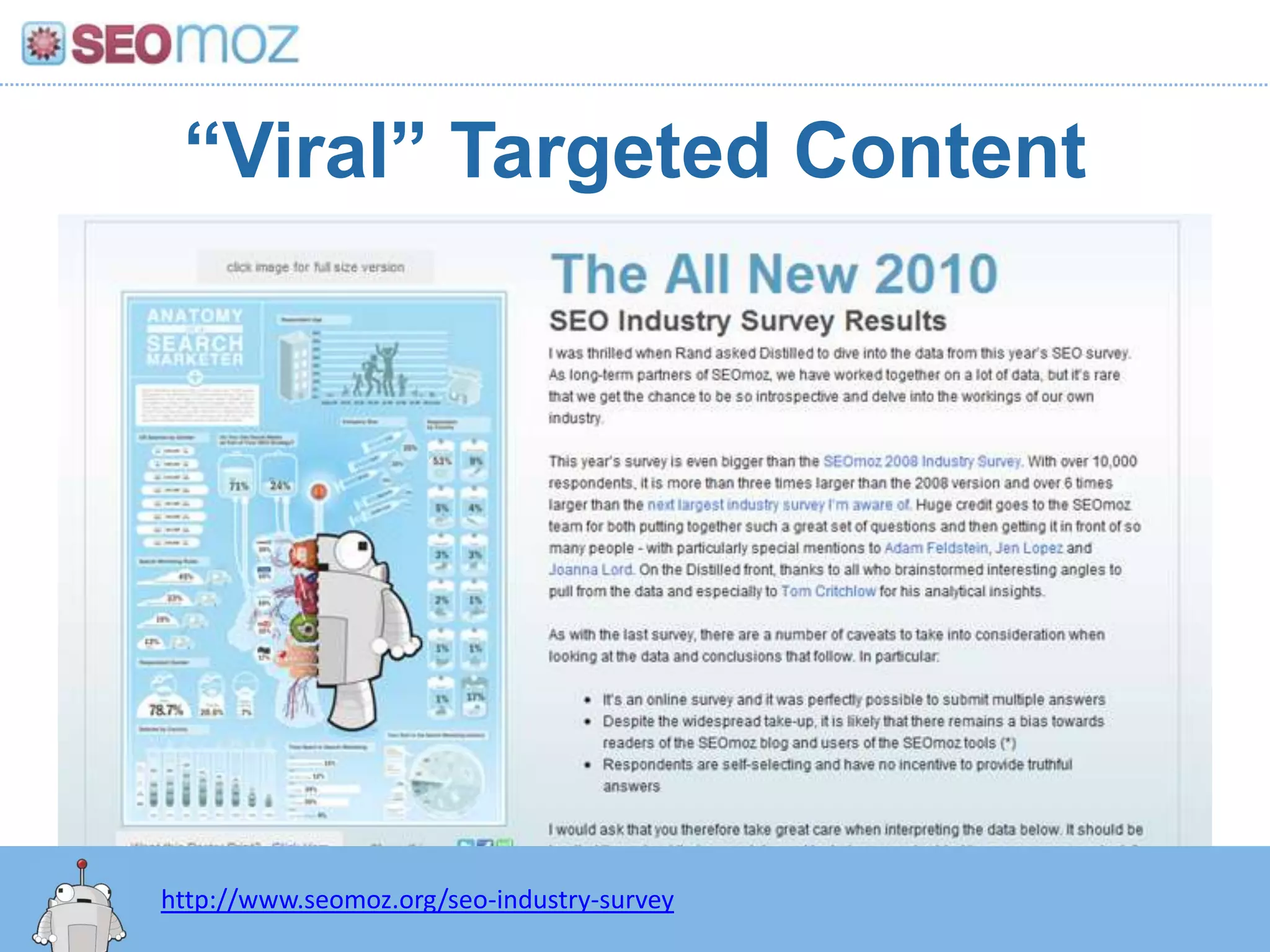 “Viral” Targeted Content




http://www.seomoz.org/seo-industry-survey
 