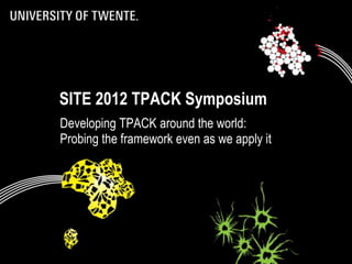 SITE 2012 TPACK Symposium
             Developing TPACK around the world:
             Probing the framework even as we apply it




05/03/2012               Title: to modify choose 'View' then   1
                                   'Heater and footer'
 