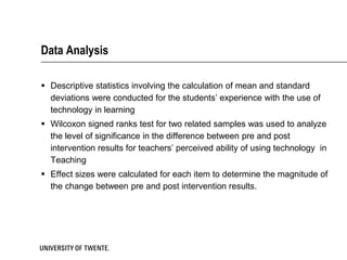 Data Analysis

 Descriptive statistics involving the calculation of mean and standard
  deviations were conducted for the...