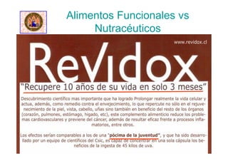 Alimentos Funcionales vs
Nutracéuticos
 
