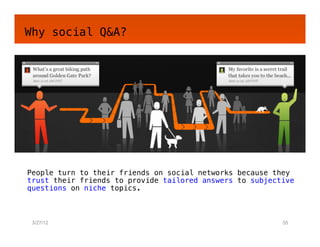 Why social Q&A?!

    !

    !




People turn to their friends on social networks because they
trust their friends to pro...