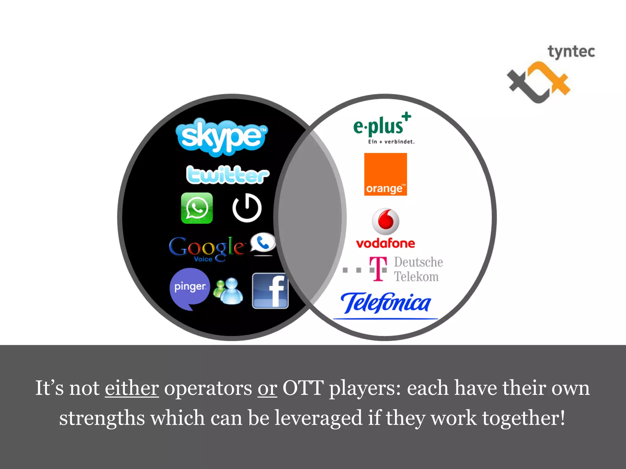It’s not either operators or OTT players: each have their own
   strengths which can be leveraged if they work together!
 