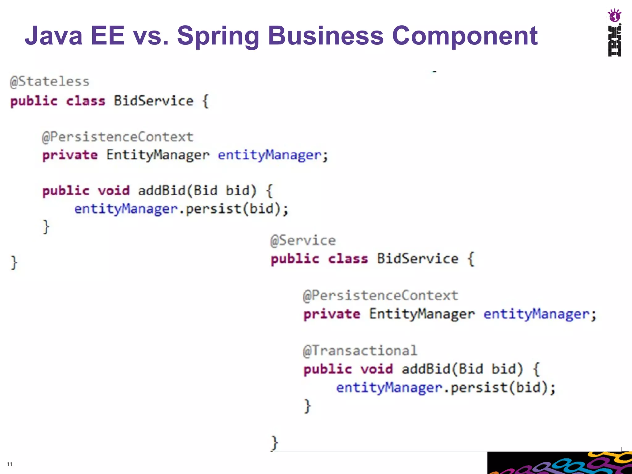 Java EE vs. Spring Business Component




11
 