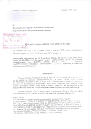 2012.04.10 wniosek o stwierdzenie niewazności decyzji   starostwo