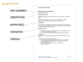 project brief

      last updated

      opportunity

      persona(s)

      scenarios

      metrics
 