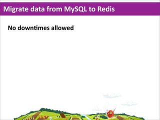 Migrate  data  from  MySQL  to  Redis

 No  downMmes  allowed
 