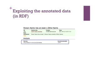 +
    Exploiting the annotated data
    (in RDF)
 