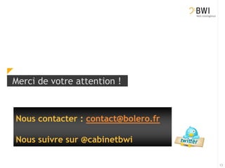 Merci de votre attention !


Nous contacter : contact@bolero.fr

Nous suivre sur @cabinetbwi

                            ...