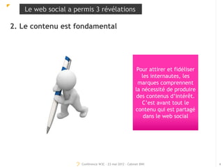 Le web social a permis 3 révélations

2. Le contenu est fondamental




                                                  ...