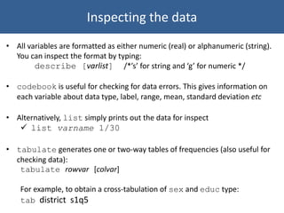 Comprehensive Introduction to Data Analysis Using STATA Software | PDF