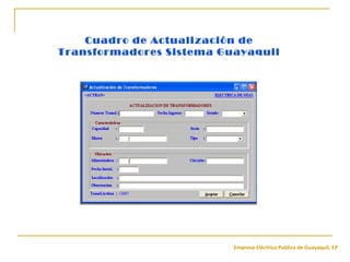Empresa Eléctrica Publica de Guayaquil, EP
Cuadro de Actualización de
Transformadores Sistema Guayaquil
 