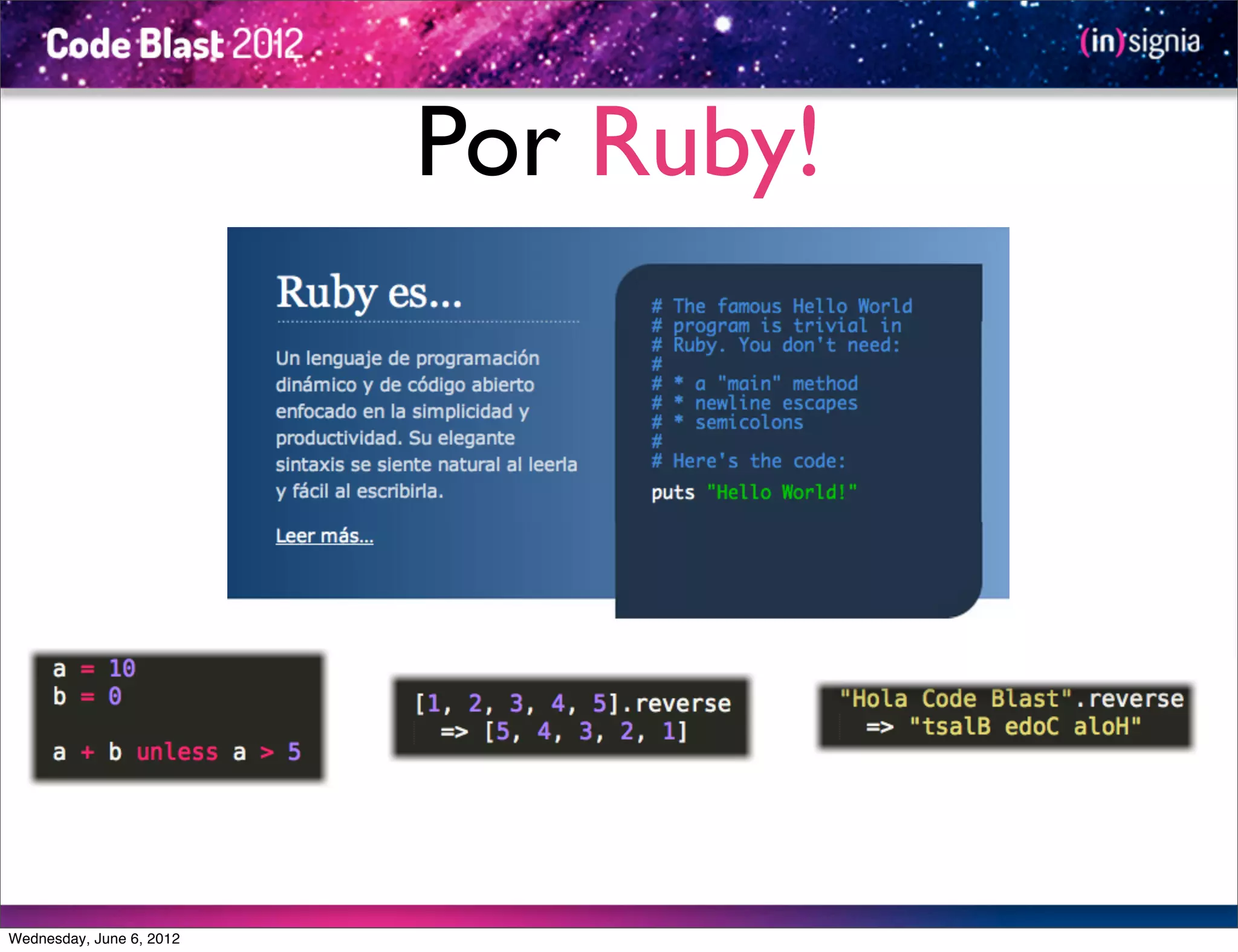 Por Ruby!




Wednesday, June 6, 2012
 