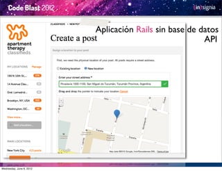 Aplicación Rails sin base de datos
                                                        API




Wednesday, June 6, 2012
 
