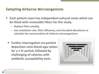 Sampling Airborne Microorganisms

 Each patient room has independent exhaust vents which can
  be fitted with removable f...