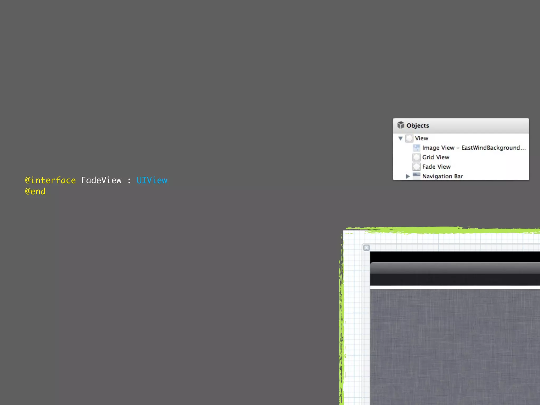 @interface FadeView : UIView
@end
 