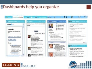 Dashboards help you organize
 
