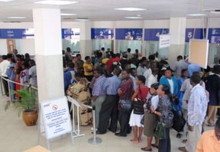 Bank Branch: Rwanda
Waiting for teller cash withdrawals
 