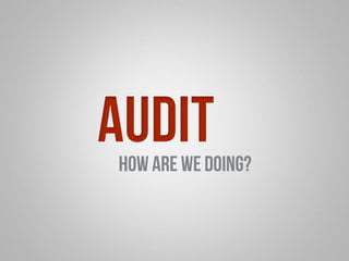 Audit 
how are we doing? 
 