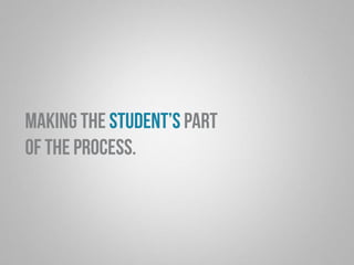 making the student’s part 
of the process. 
 